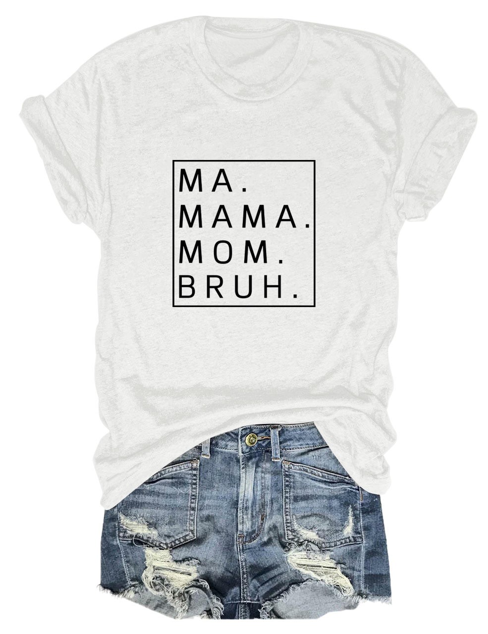 thumbnail image 1 of Camiseta holgada de manga corta con estampado de letras MA Mama Mom Bruh: estampado de letras moderno, cómoda y casual., 1 of 4